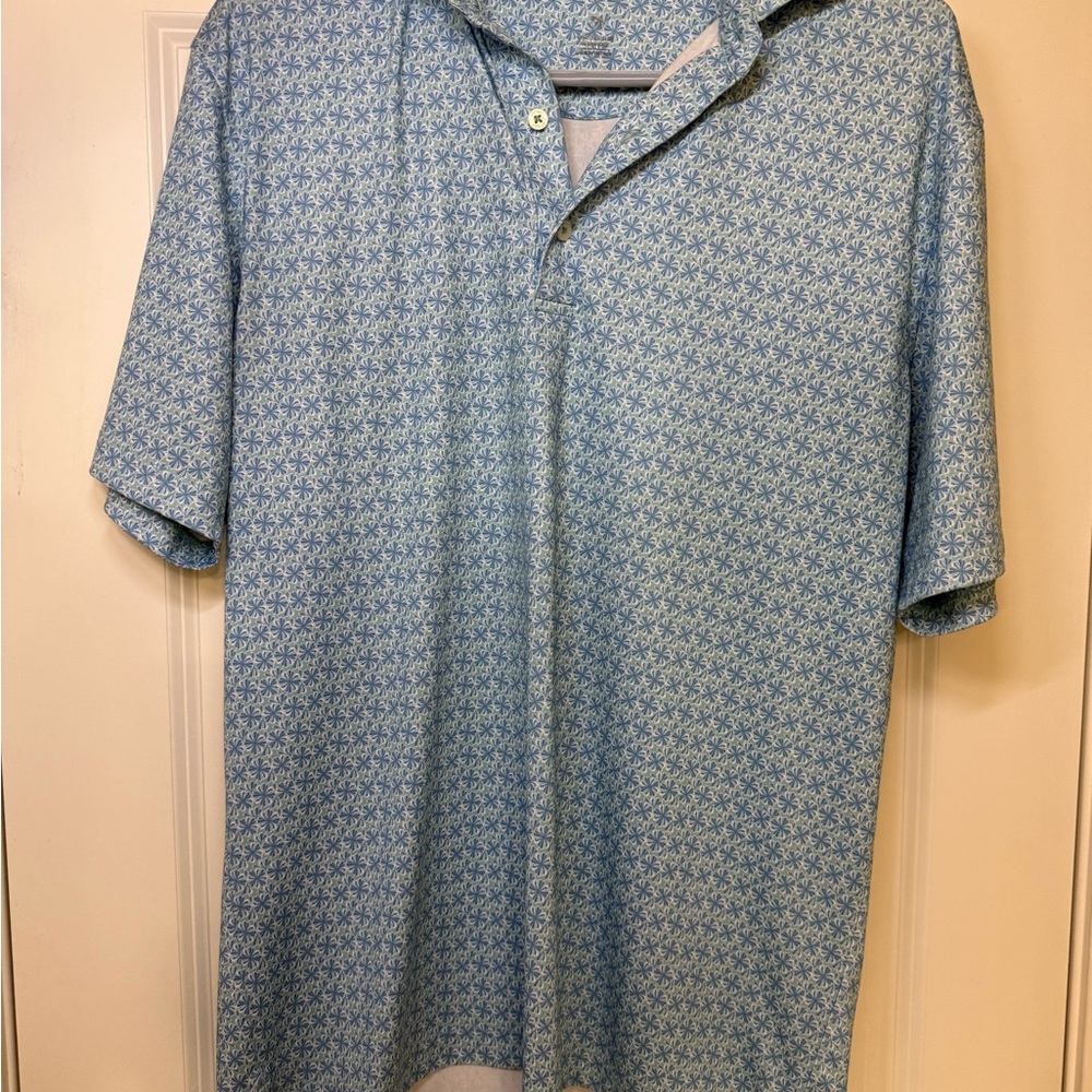 Johnnie O M Blue Patterned Polo Shirt